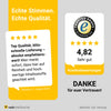 Top Kundenbewertung für Raab Vitalfood – blitzschnelle Lieferung, hohe Qualität und Reinheit, 5 von 5 Sternen. Trusted Shop Logo rechts und Danke für euer Vertrauen! Text 