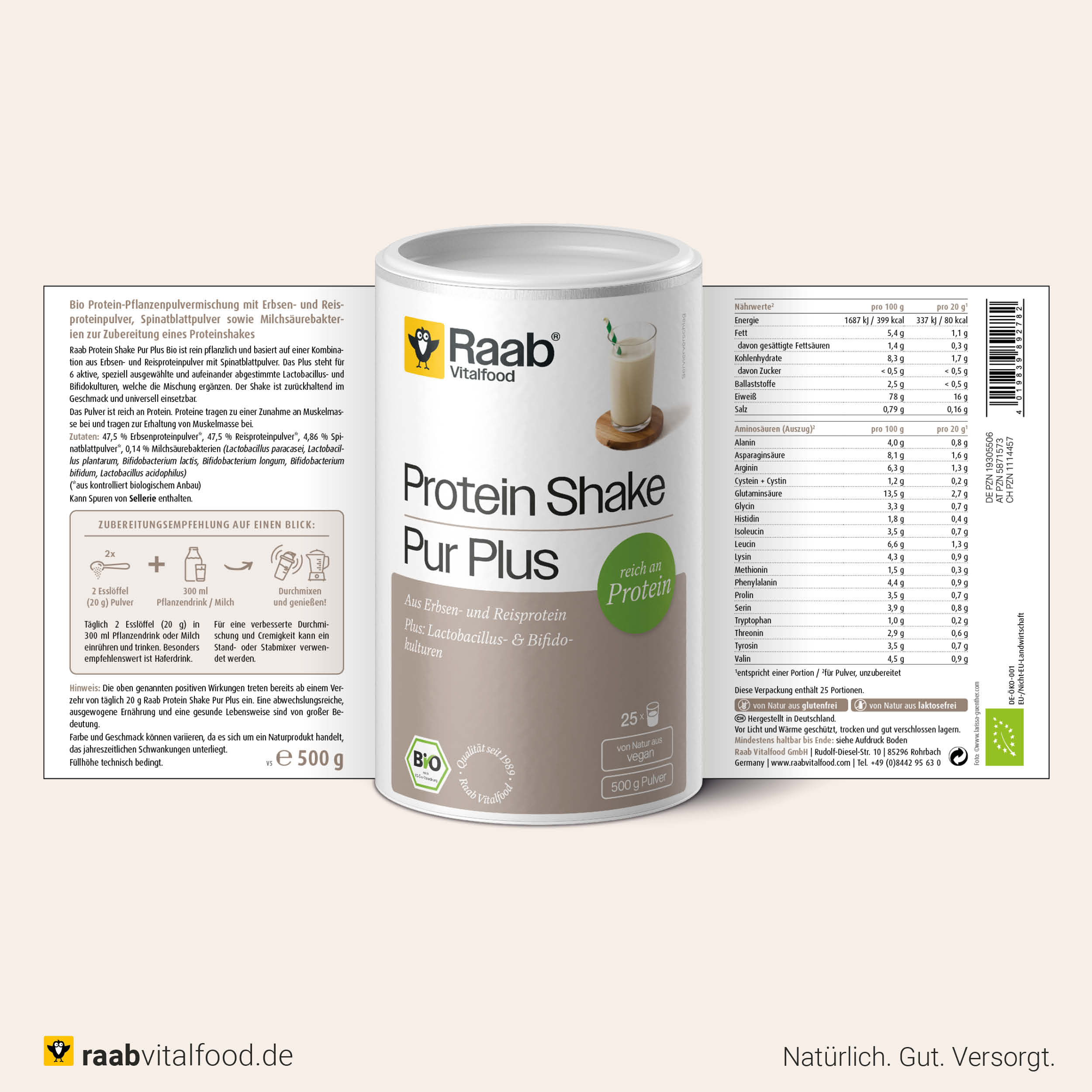 Organic protein shake pure plus