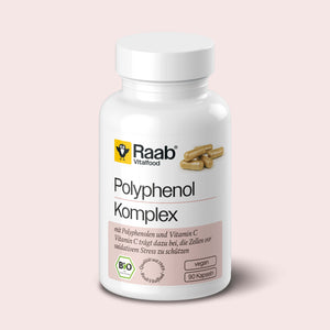 Dose Raab Vitalfood Polyphenol Komplex mit 90 veganen Bio-Kapseln, mit Polyphenolen und Vitamin C zum Zellschutz vor oxidativem Stress.