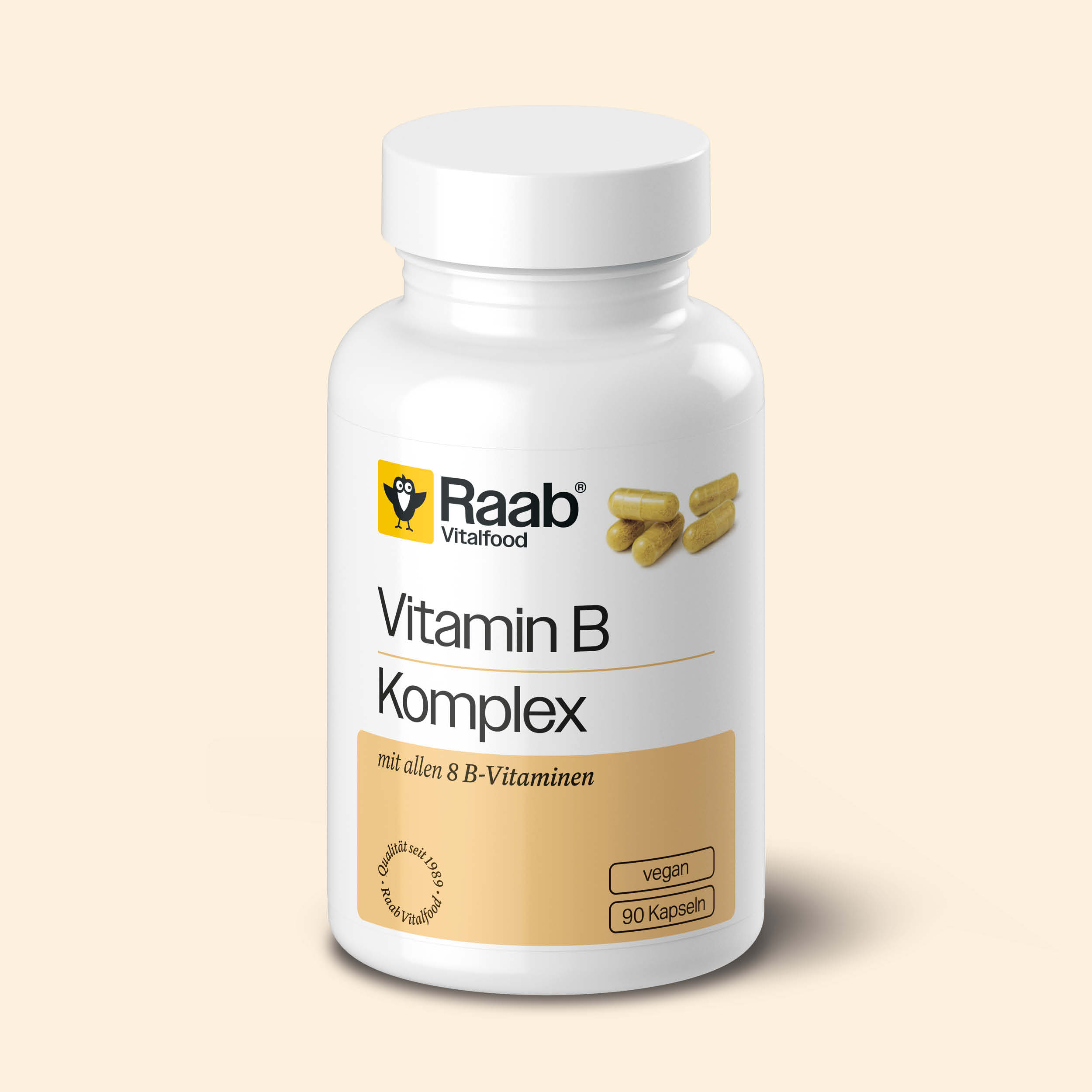 Dose Raab Vitalfood Vitamin B Komplex mit 90 veganen Kapseln, enthält alle 8 B-Vitamine 