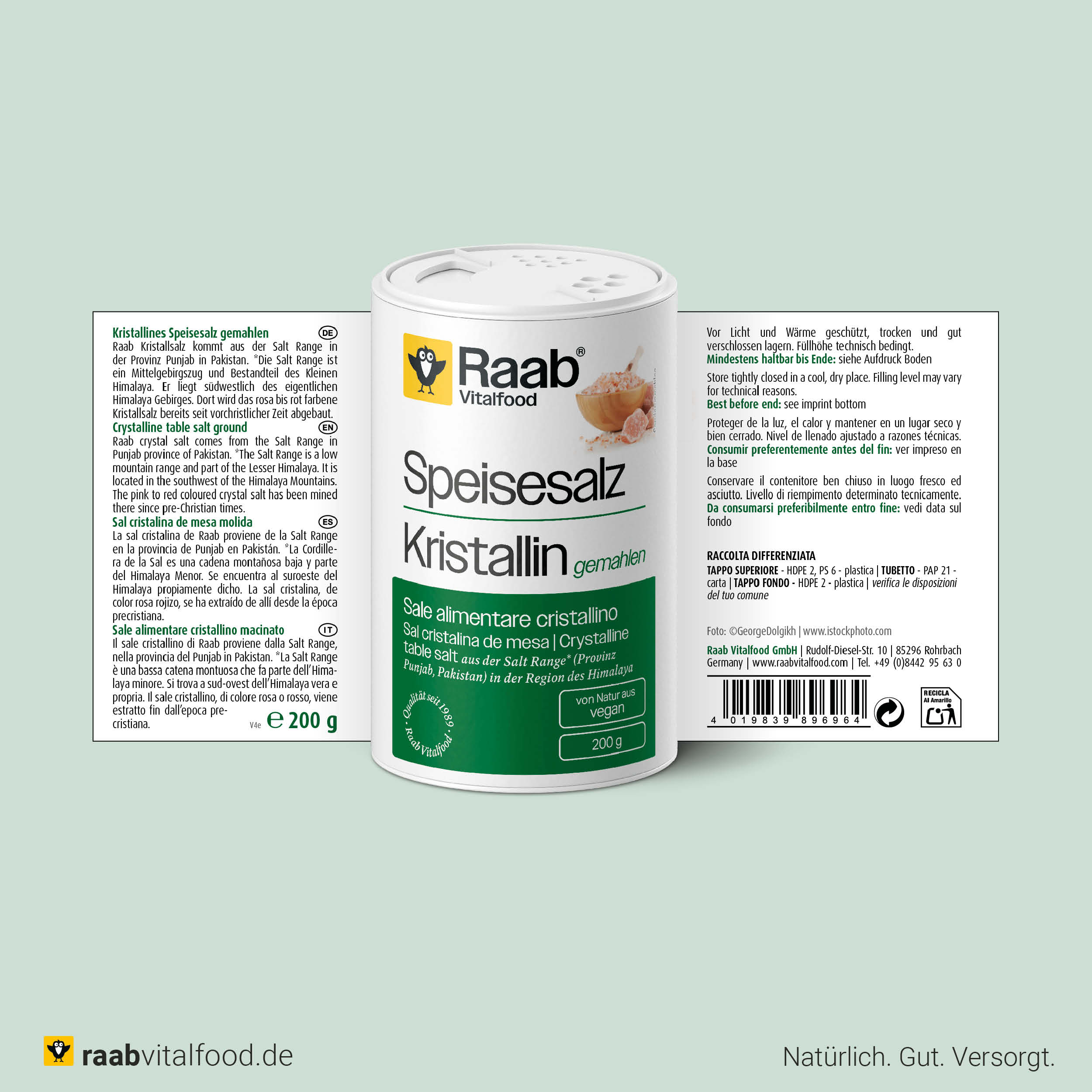 Kristallines Speisesalz gemahlen