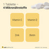 1 Tablette - 4 Mikronährstoffe: Vitamin C, VItamin D, Zink und Biotin als praktische Lutschtablette