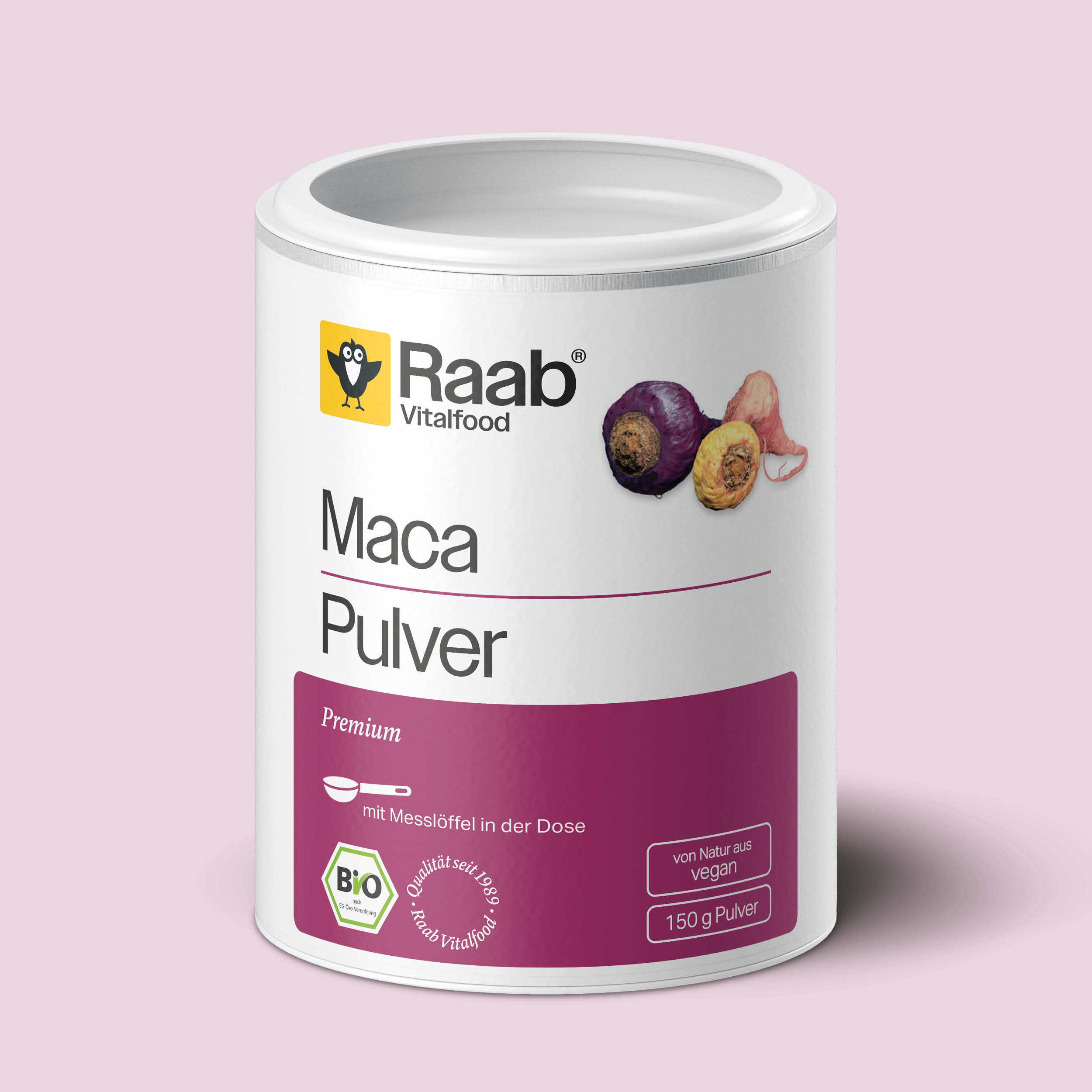 Raab Bio Maca Premium Pulver 150g - 100% Macawurzelpulver Lepidium meyenii mit Glucosinolaten aus Peru
