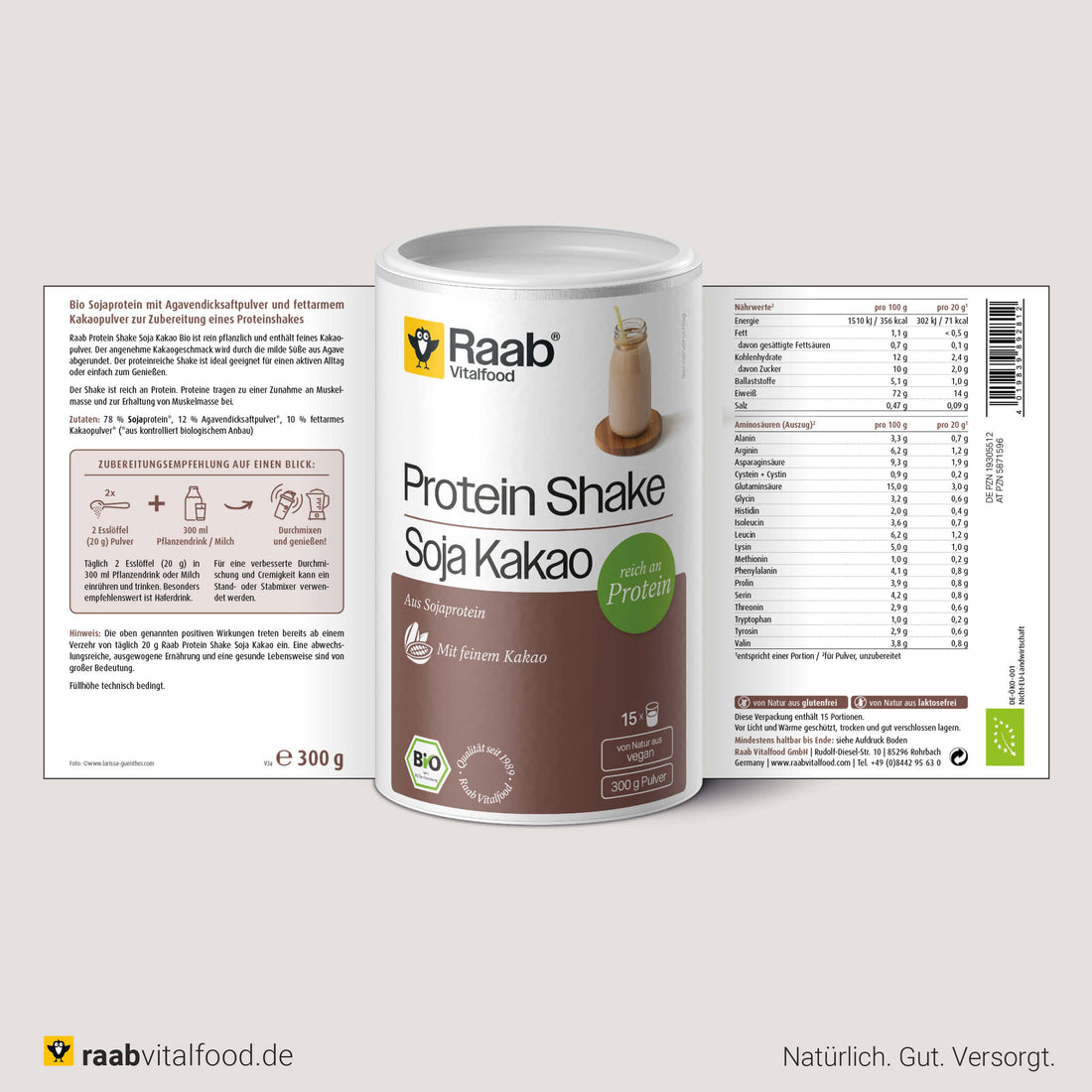 Bio Protein Shake Soja Kakao Pulver