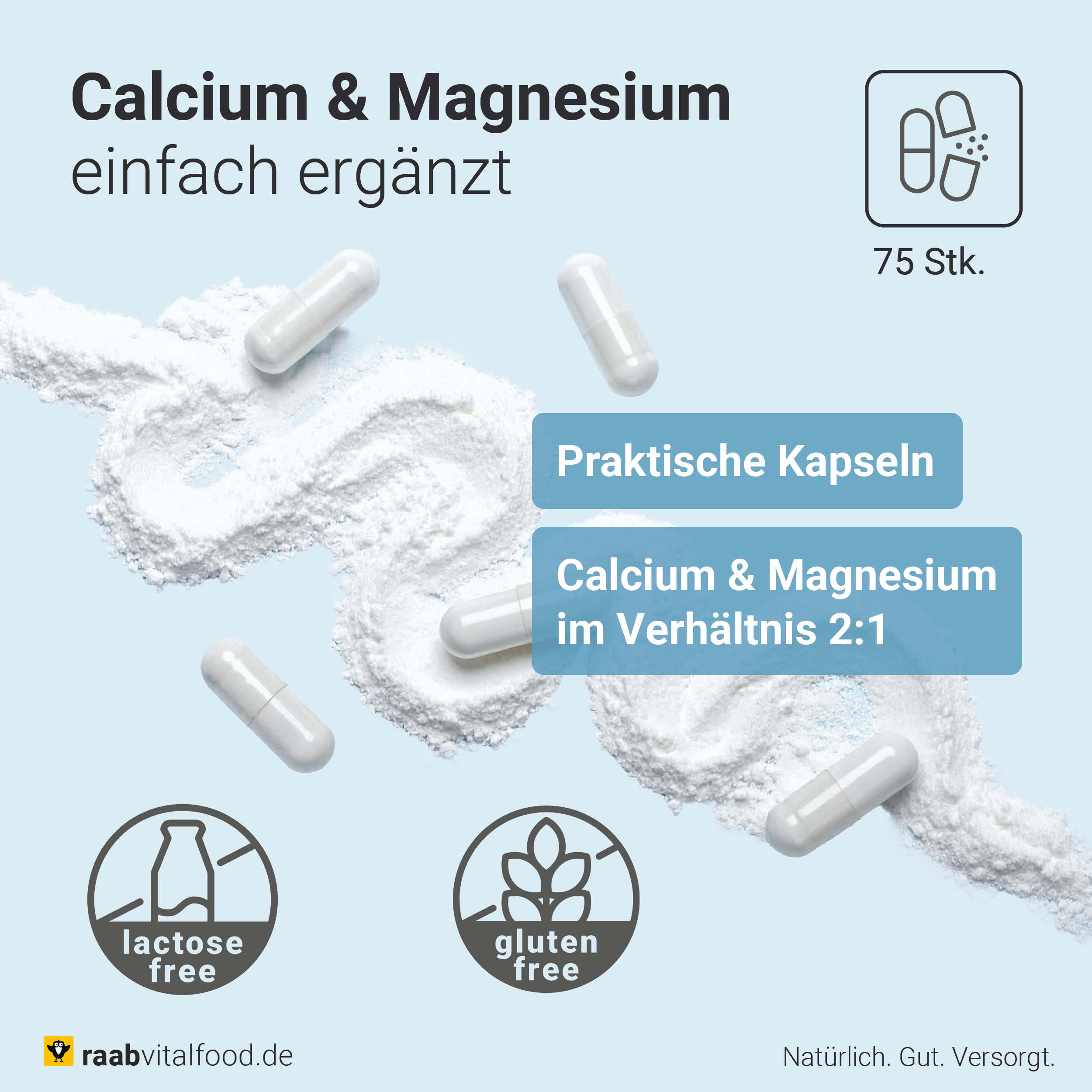 Sango Koralle Kapseln - Meereskorallenfossilien aus Japan mit Calcium und Magnesium 2:1 in veganen Kapseln von Raab Vitalfood