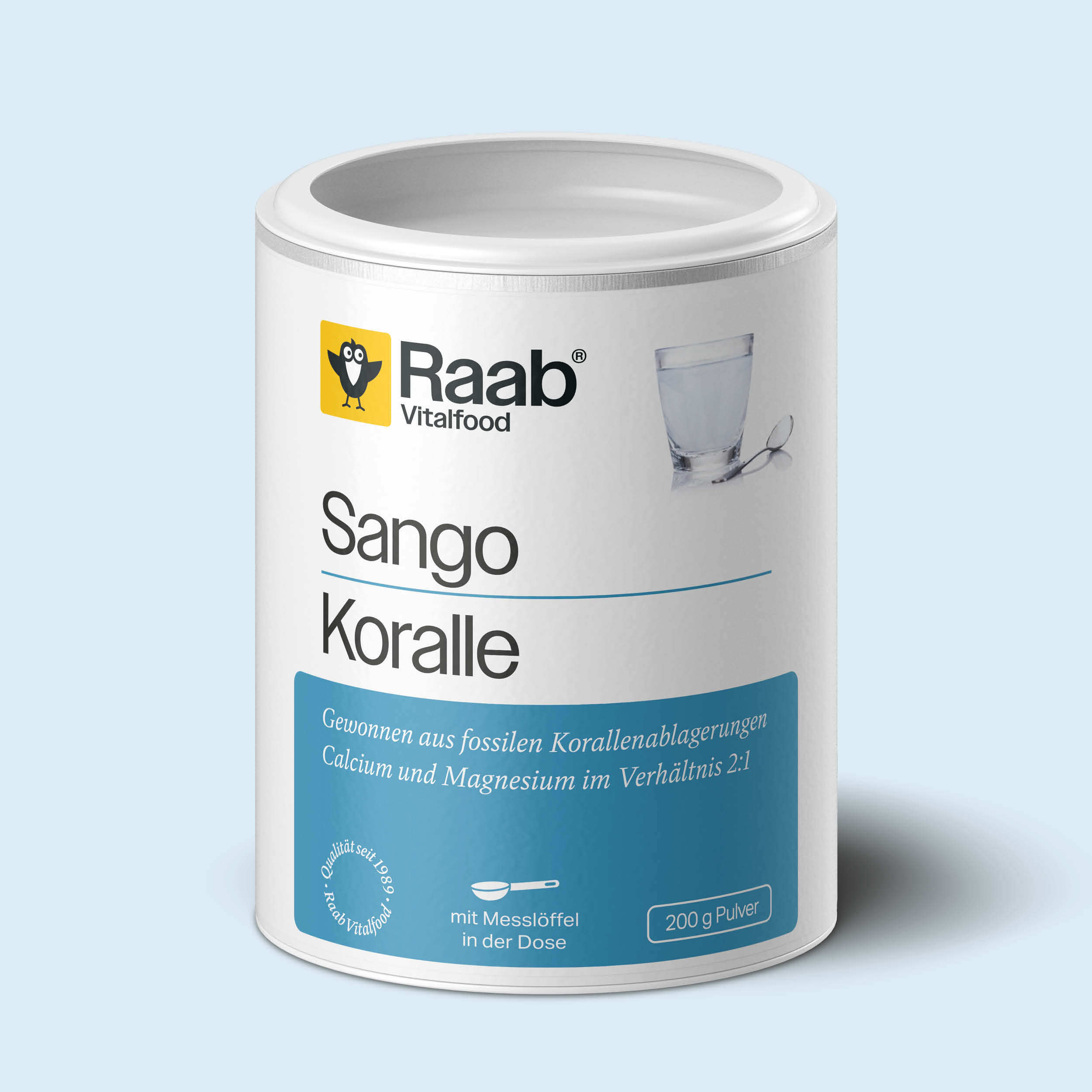 Raab Sango Koralle Pulver 200g - Calcium trägt zur Erhaltung normaler Knochen bei, Magnesium trägt zu einer normalen Muskelfunktion bei, Calcium und Magnesium im Verhältnis 2:1